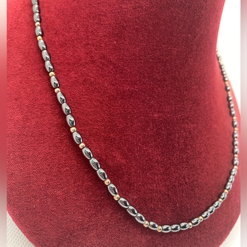 Hematite Oval Bead Necklace